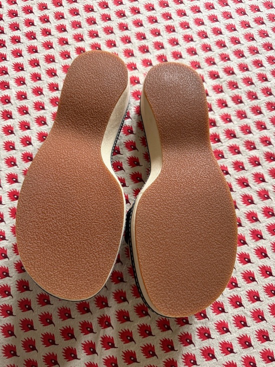 Never worn L.L. Bean Beige and Black Buckle Slide Mules - Picture 5 of 7